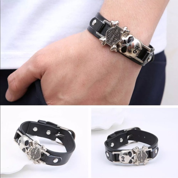 Harley Davidson Men’s Black & Silver Bracelet - Picture 2 of 2